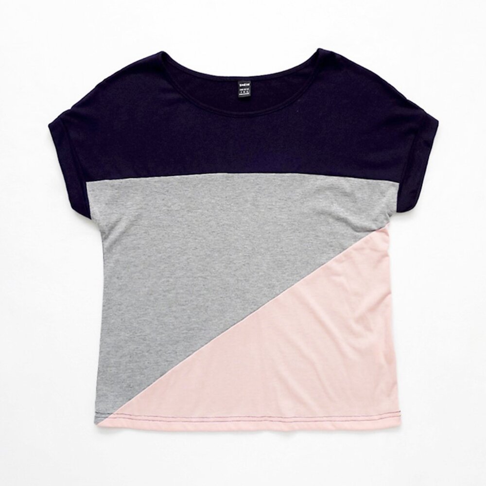 SHEIN COLORBLOCK Short Sleeve Top Small